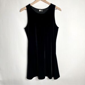 Y2K Vintage Fina Fina Black Velvet Mini Dress Small Sleeveless A Line 90s